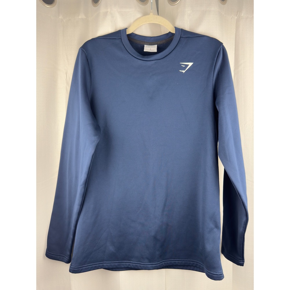 Gymshark Mens Navy Blue Fleece Lined Long Sleeve Training Top A1A2D Small